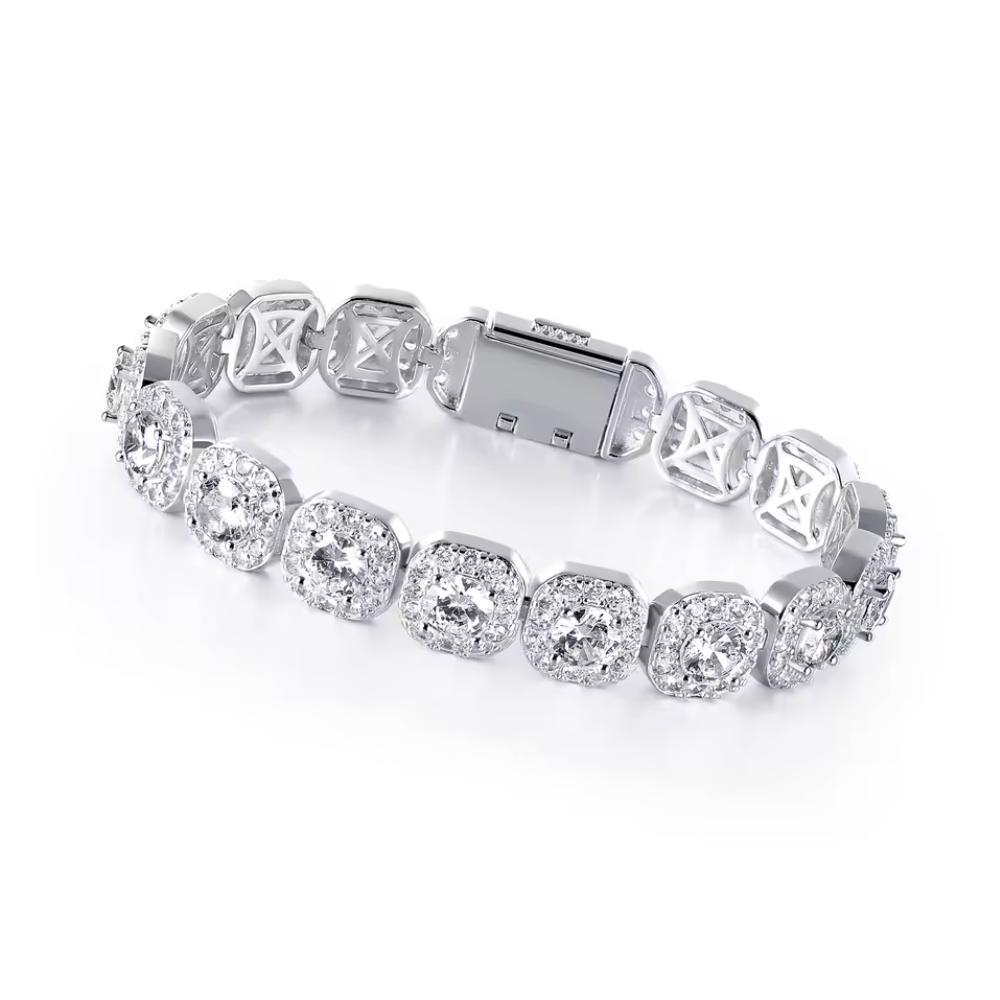 12mm Cluster Cuban Chain Tennis Bracelet