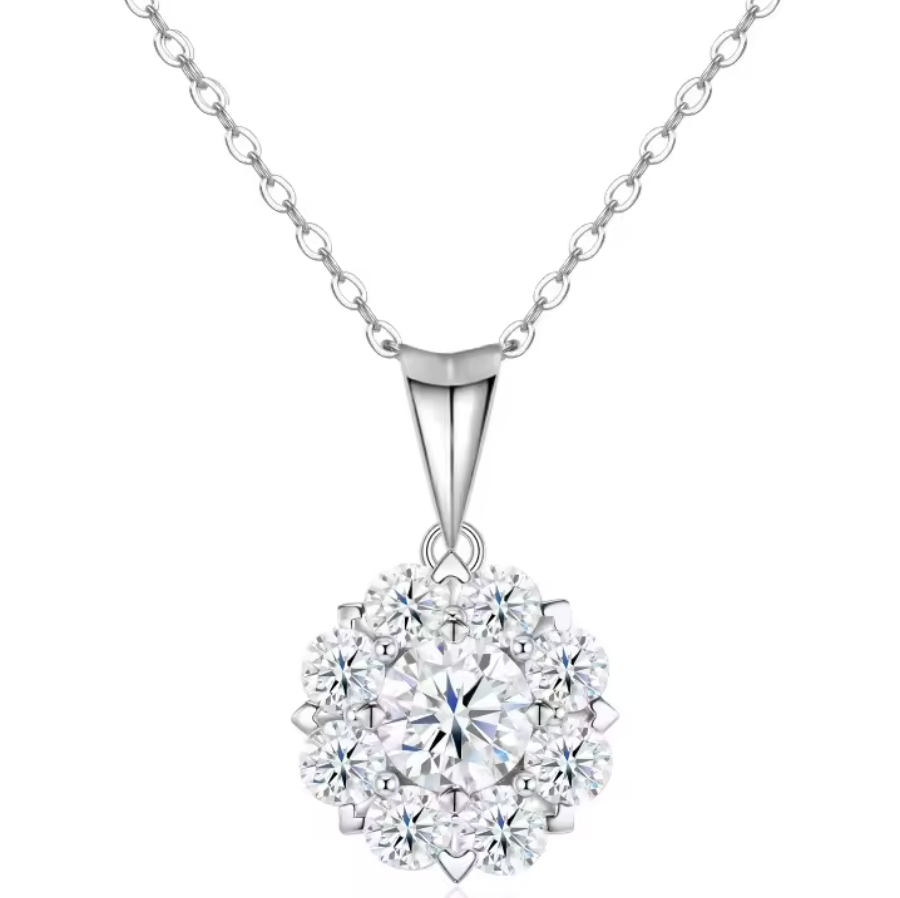 Flower-shaped Moissanite Pendant Necklace